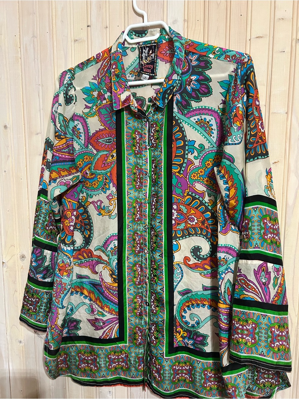 Johnny Was  Printed Paisley Button-Front Women's Shirt - Green Multicolor